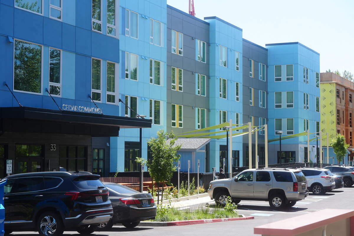 Residents were taking tours of phase one of the Cedar Commons affordable housing complex on July 7 in Bellingham. The second phase of the project was still under construction.