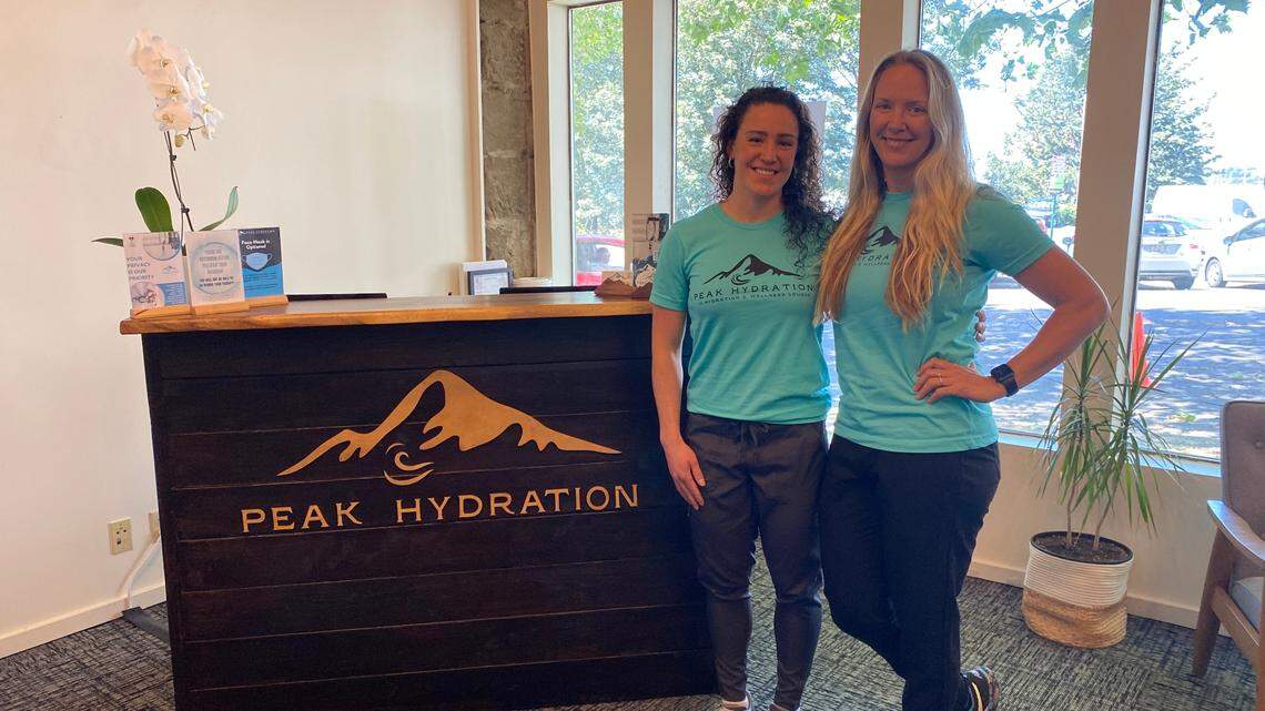 Dr. Heather Honey, right, and registered nurse Ingrid Nishiyama at their Peak Hydration on Tuesday, July 192, at 1216 Bay St. in Bellingham. They offer IV infusions for wellness.