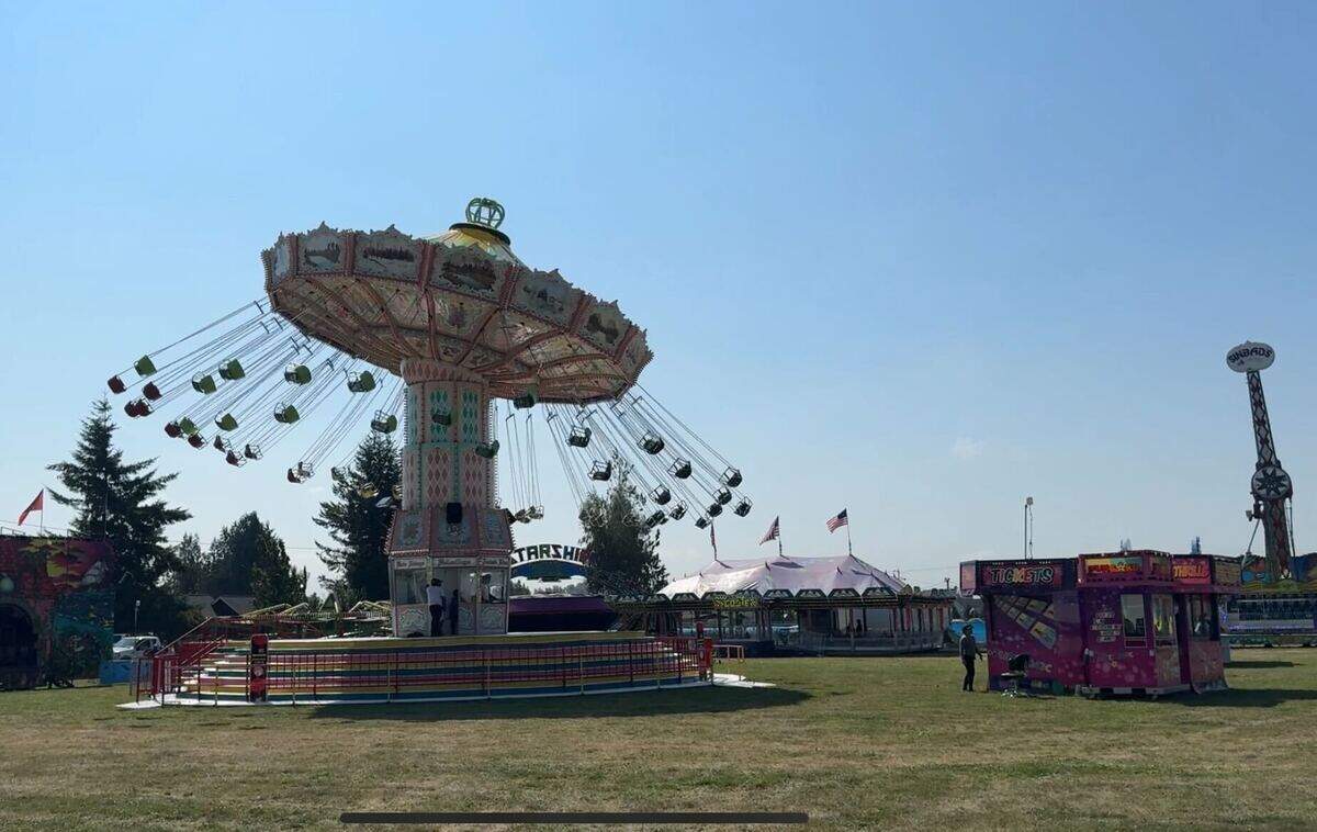 A carnival ride at The Northwest Washington Fairgrounds at 1775 Front St. in Lynden, Wash. on August 7, 2024.