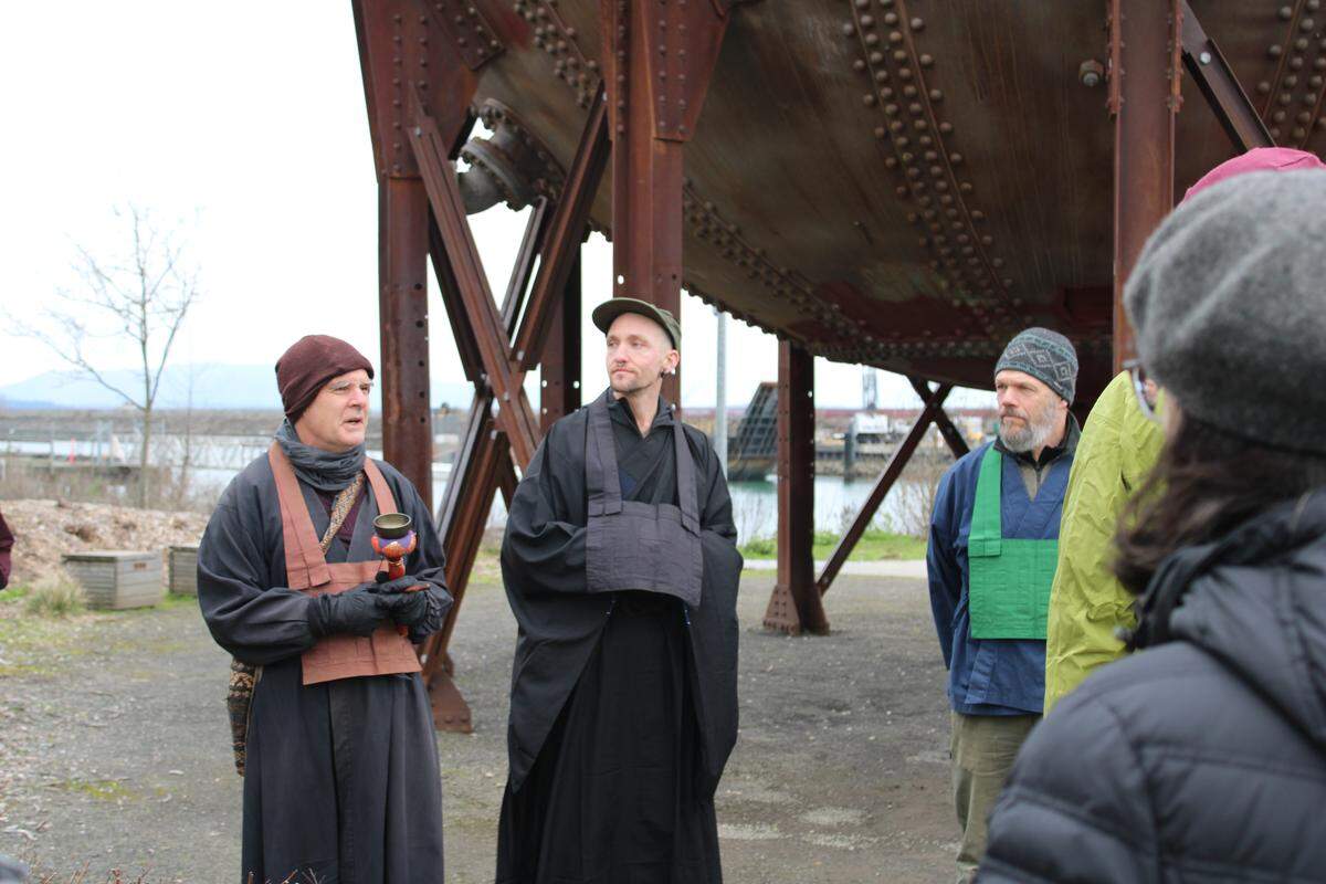 Red Cedar Zen Community leaders prepare the group for their Interfaith Peace Walk on Feb. 21