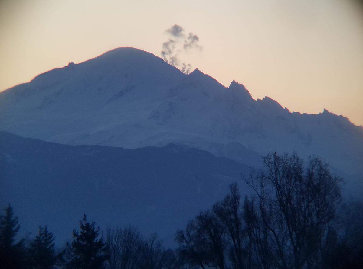 Steam vents from Mount Baker the morning of March 17, 2018.