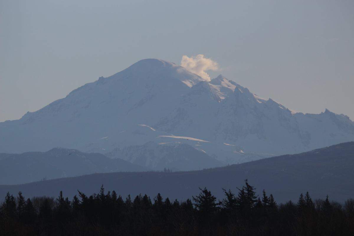 Mount Baker vents steam or gas from Sherman Crater on the morning of March 2.