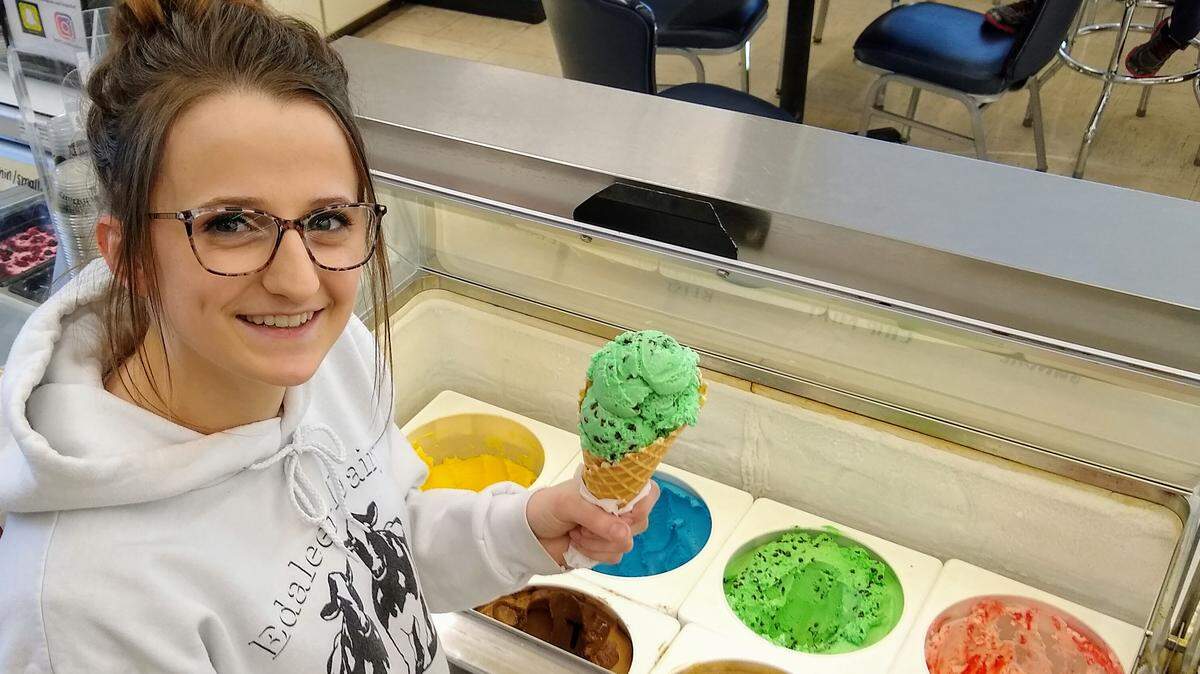 Edaleen Dairy employee Amanda Heystek serves up ice cream at the Lynden store on East Grover Street. Edaleen is opening an ice cream shop in Fairhaven Thursday. This will be the sixth store for the company and the first in Bellingham.