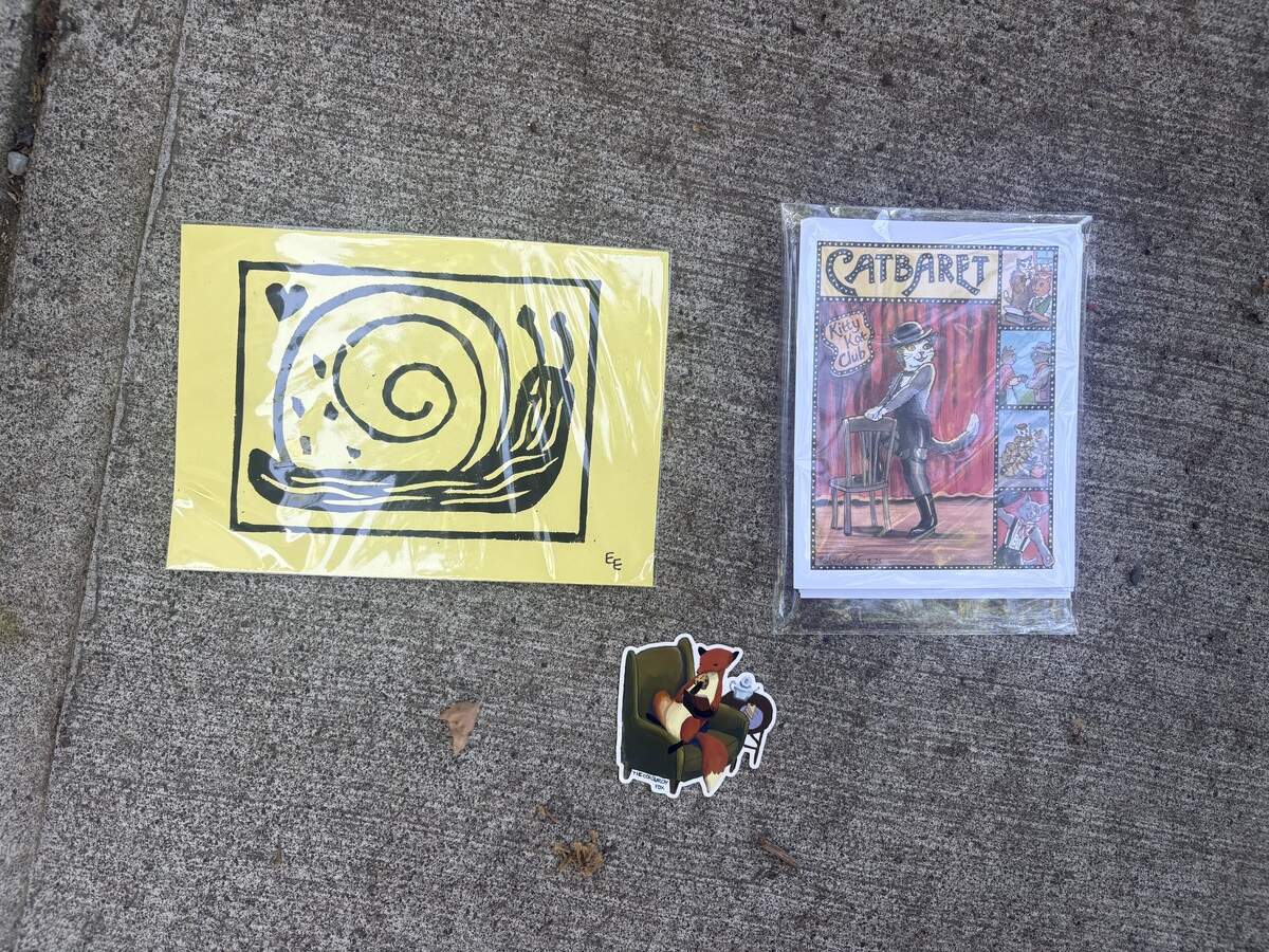 Bellingham Herald reporter Julia Hawkins bought a snail print, a pack of postcards and a sticker at Wonderz Market in Bellingham.
