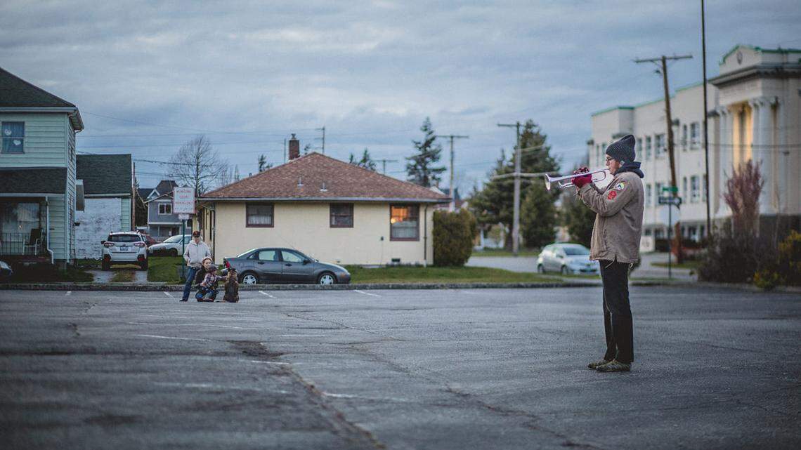 Bellingham trumpeter practices coronavirus social distancing with ‘sunset serenades’