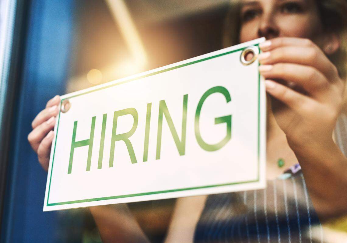 BH stock hiring, job opening sign photo