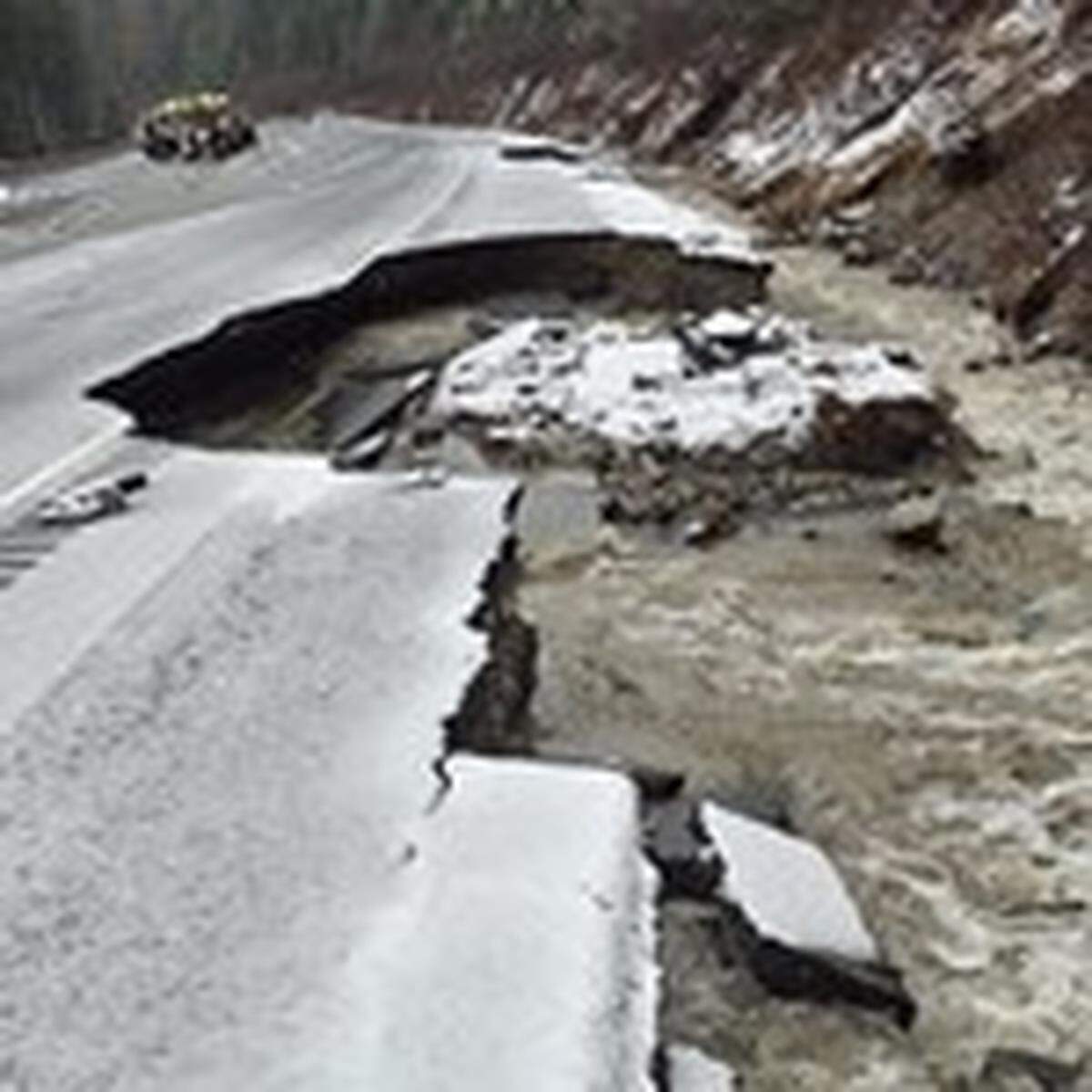 Damage to U.S. 2 near Stevens Pass caused by the recent atmospheric river.