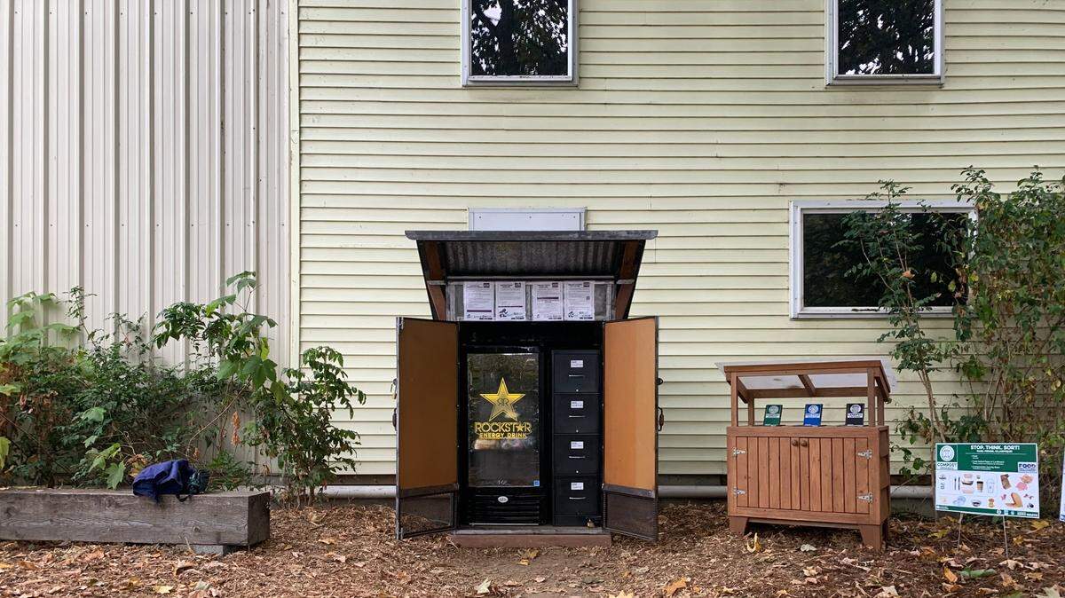 The “Freedge” offers free perishable food items to anyone behind the RE Store at 2316 Kulshan St. in Bellingham. The Freedge is managed by Sustainable Connections, a local non-profit that has partnered with the RE Store. It opened Tuesday, Oct. 11, and is the newest addition to the Sustainable Connections’ Food Recovery Program.