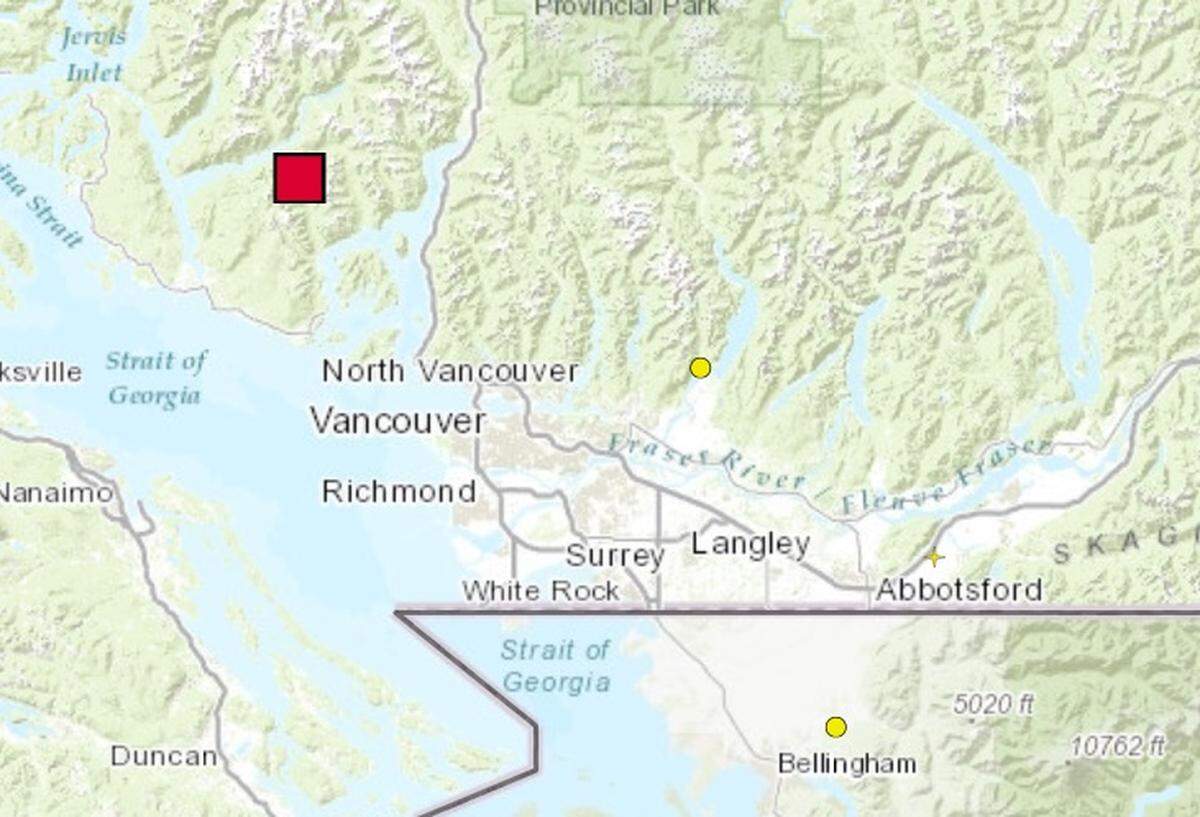 The Pacific Northwest Seismic Network at the University of Washington reported an earthquake of magnitude 4.8 at 1:26 p.m. Friday, February 21, 2025. The U.S. Geological Survey revised the magnitude to 5.1, a moderate quake. No tsnumi warning was issued.