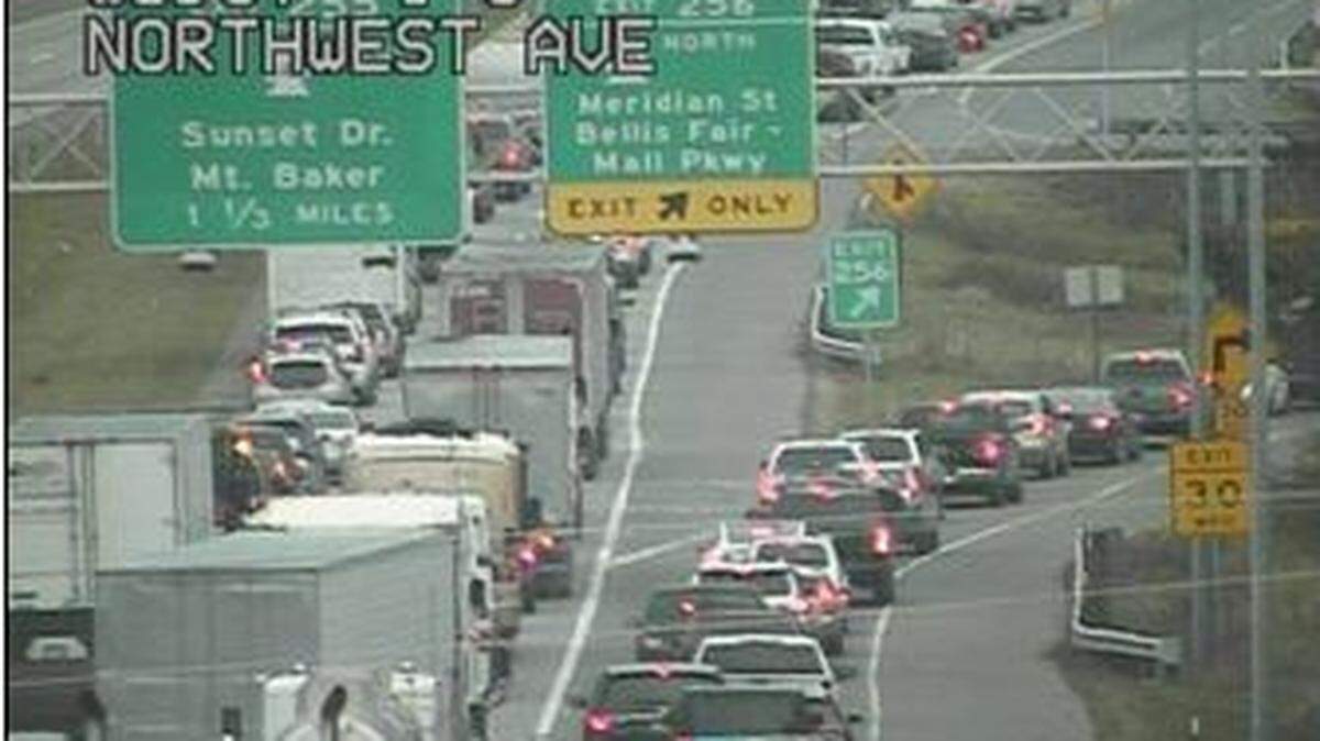The Washington State Patrol stopped traffic on northbound Interstate 5 by Sunset Drive about 1 p.m. Tuesday, Dec. 21, in Bellingham.
