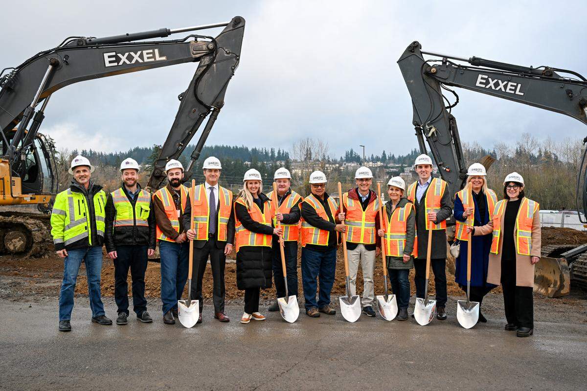 Bellingham Mayor Kim Lund participated in the groundbreaking of the Manning Apartments in Barkley Village on Dec. 2, 2025, in Bellingham. Wash. Members of the Bellingham City Council also participated in the groundbreaking alongside development partners.