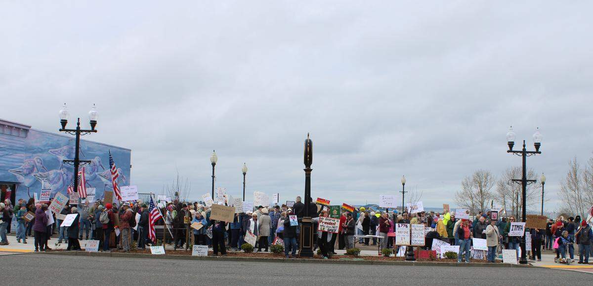 Protesters in Blaine took to the G Street Plaza to participate in ‘No Kings Day’ on March 28th. The nationwide day of action is in opposition of the Trump administration and its actions.