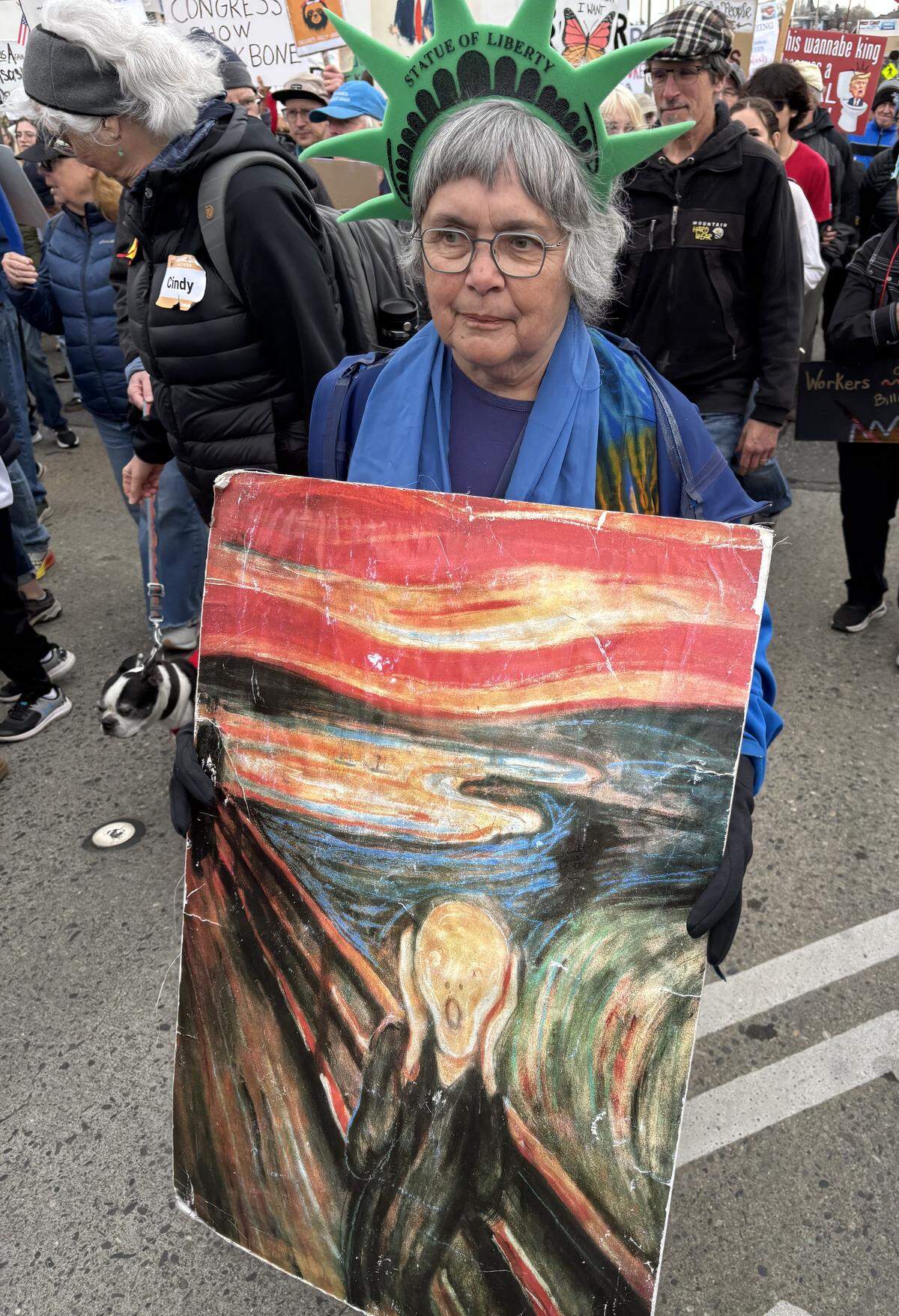 Judy Perry at Bellingham’s No Kings rally March 28, 2026.