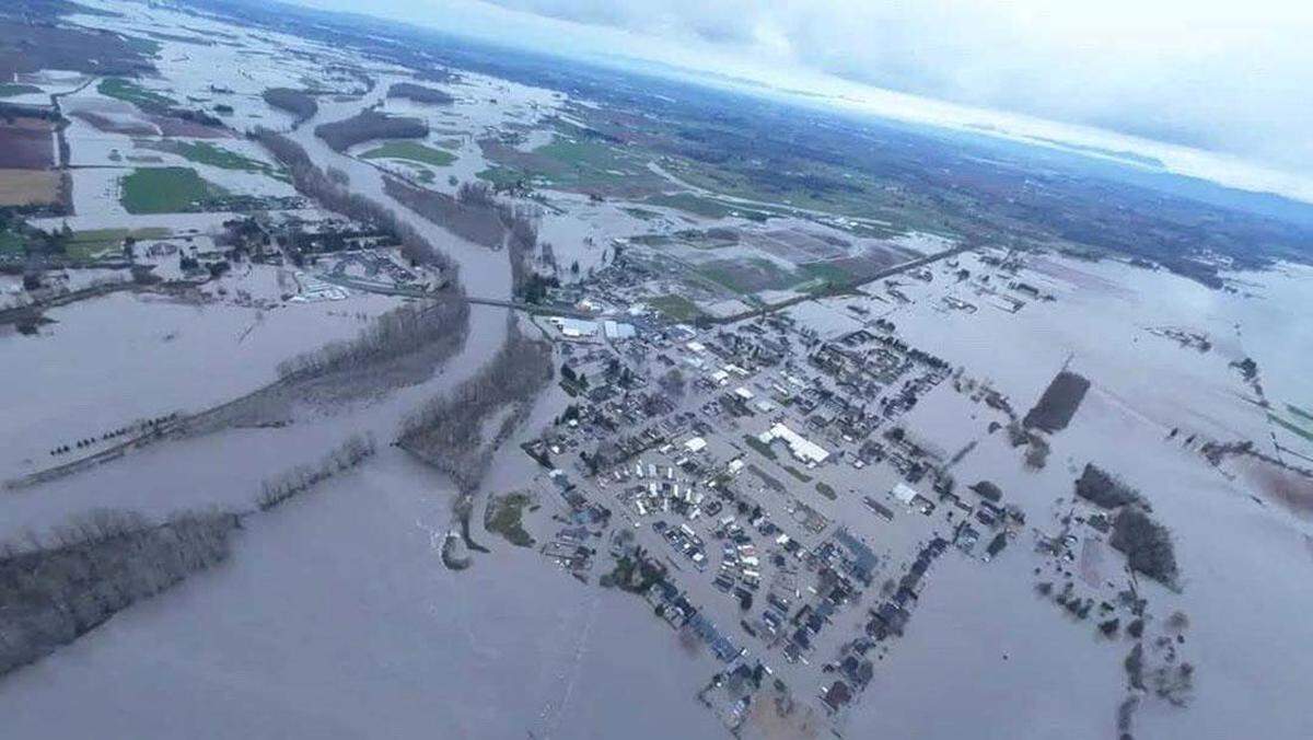Flooding in Everson is shown in an undated aerial photo from the Washington Governor’s Office that was included in a Jan. 21, 2026, appeal for a federal disaster declaration from President Trump.