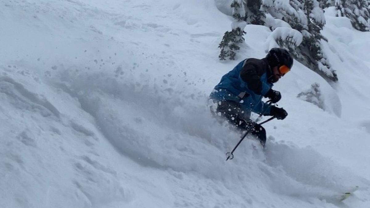 A skier hits the slopes at Mt. Baker Ski Area in 2023.