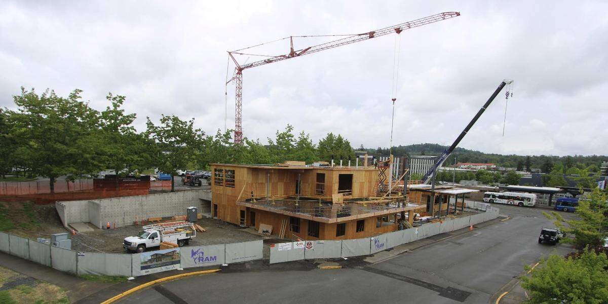 A screenshot from a live web camera shows the progress of Bellingham Public Schools’ new Community Transitions building on May 26.
