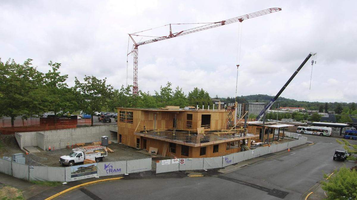 A screenshot from a live web camera shows the progress of Bellingham Public Schools’ new Community Transitions building on May 26.
