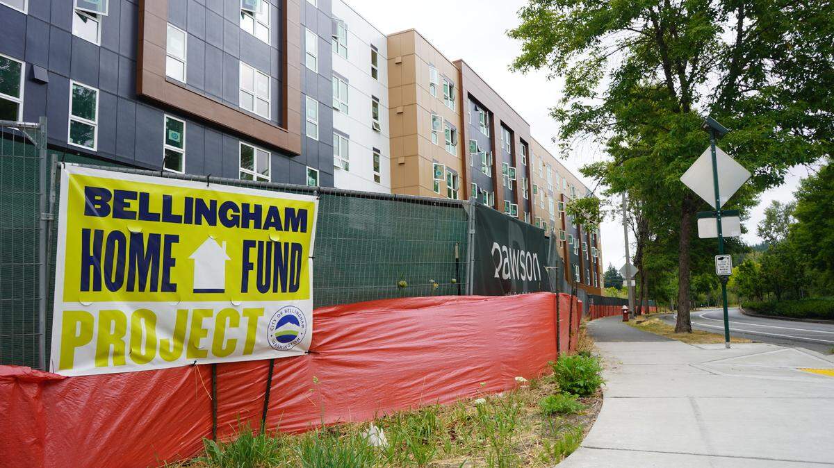 The Trailview Apartments near completion Friday, Aug. 26, 2022, in Bellingham, Wash. The affordable, family housing was partially paid for by the Bellingham Home Fund.