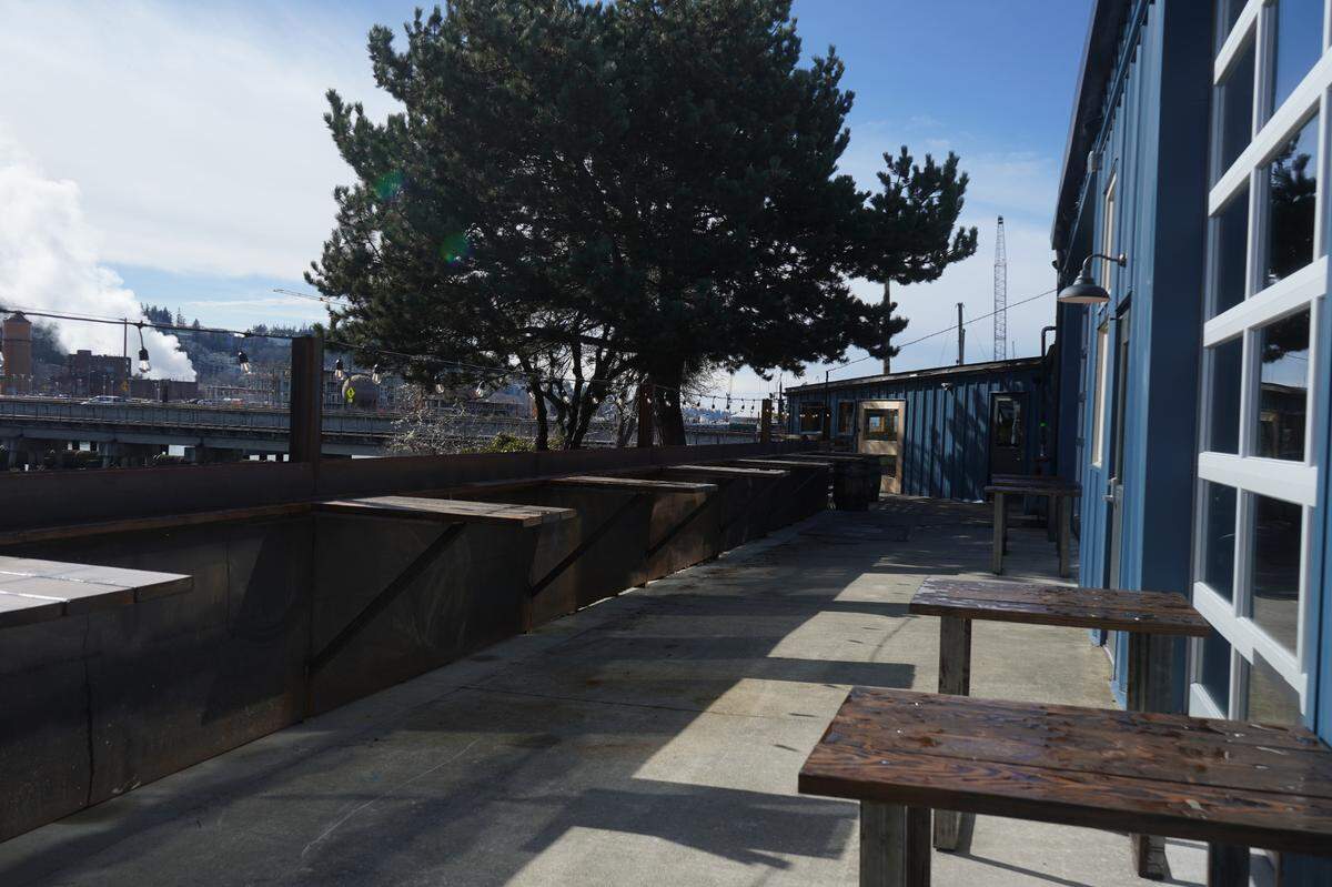 Outdoor patio seating is available at Structures Brewing’s newly renovated second location at 601 W. Holly St. in Bellingham, Wash. The brewery was expected to open Saturday, March 11, 2023.                                      
