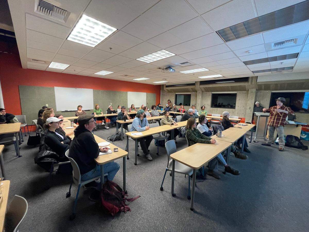 More than 30 students gathered for a meeting of the newly started Students for Ecological Restoration Club at Western Washington University.