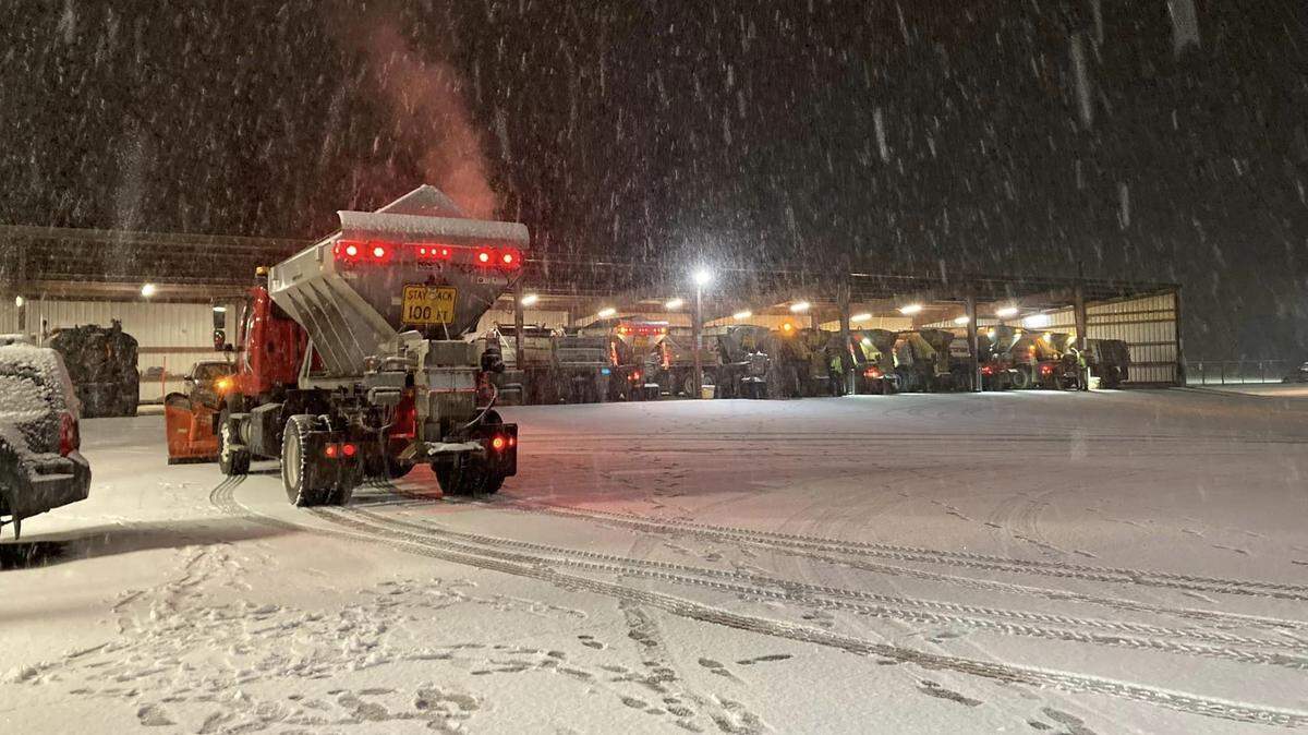 Whatcom County Public Works crews were out late Saturday, Feb. 25, plowing the roads and posted on Facebook to “please drive carefully and give them room.”