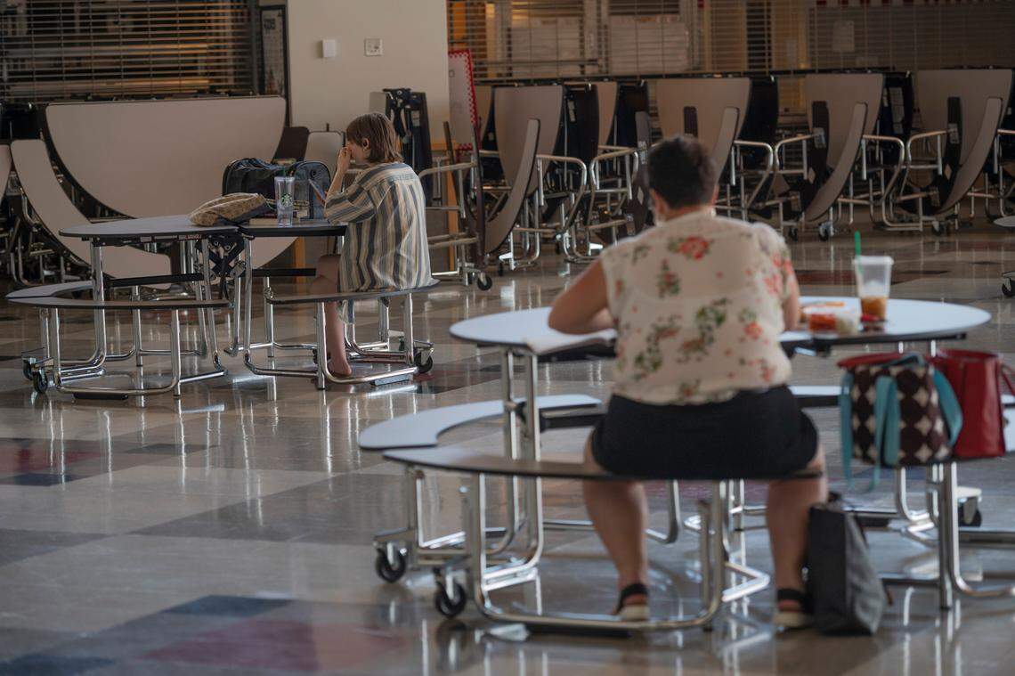 People cool off inside the Bellingham High School on Monday, June 28, in Bellingham. The city opened cooling centers with air conditioning and water during the late June heat wave.