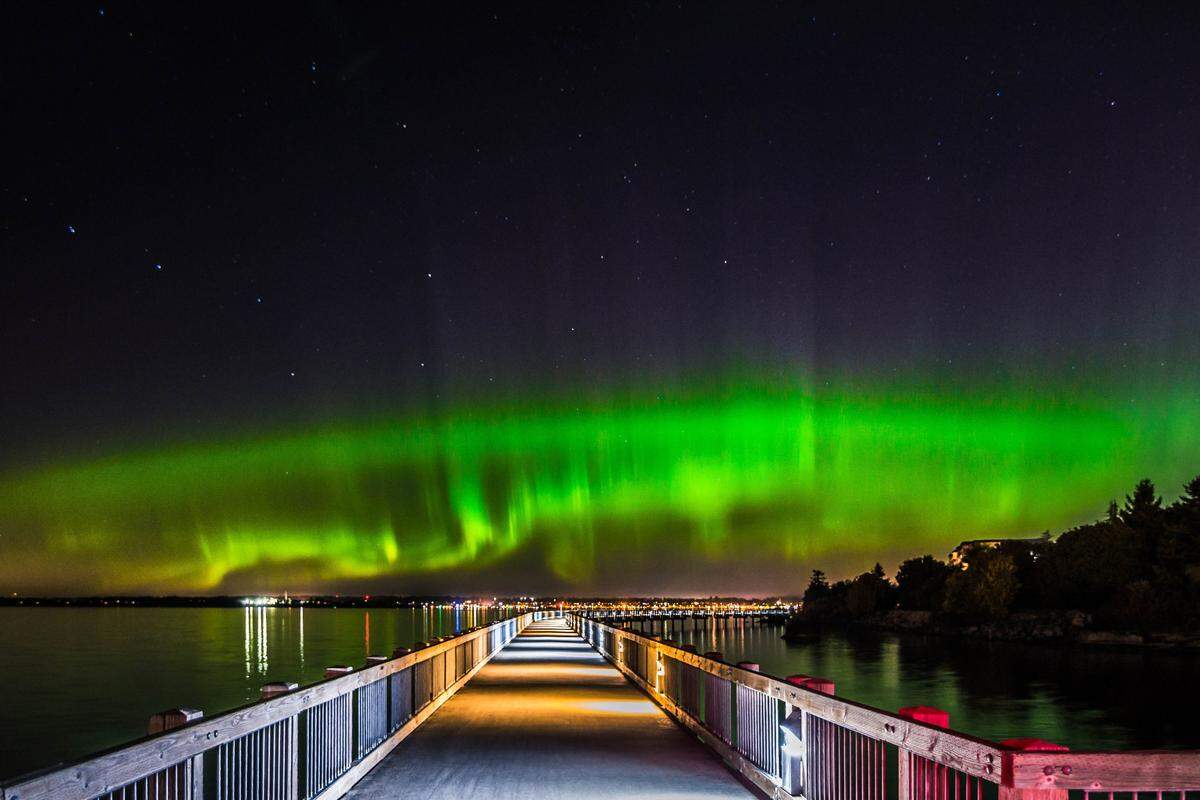The northern lights were visible from Taylor Dock in Bellingham Bay in September 2017.