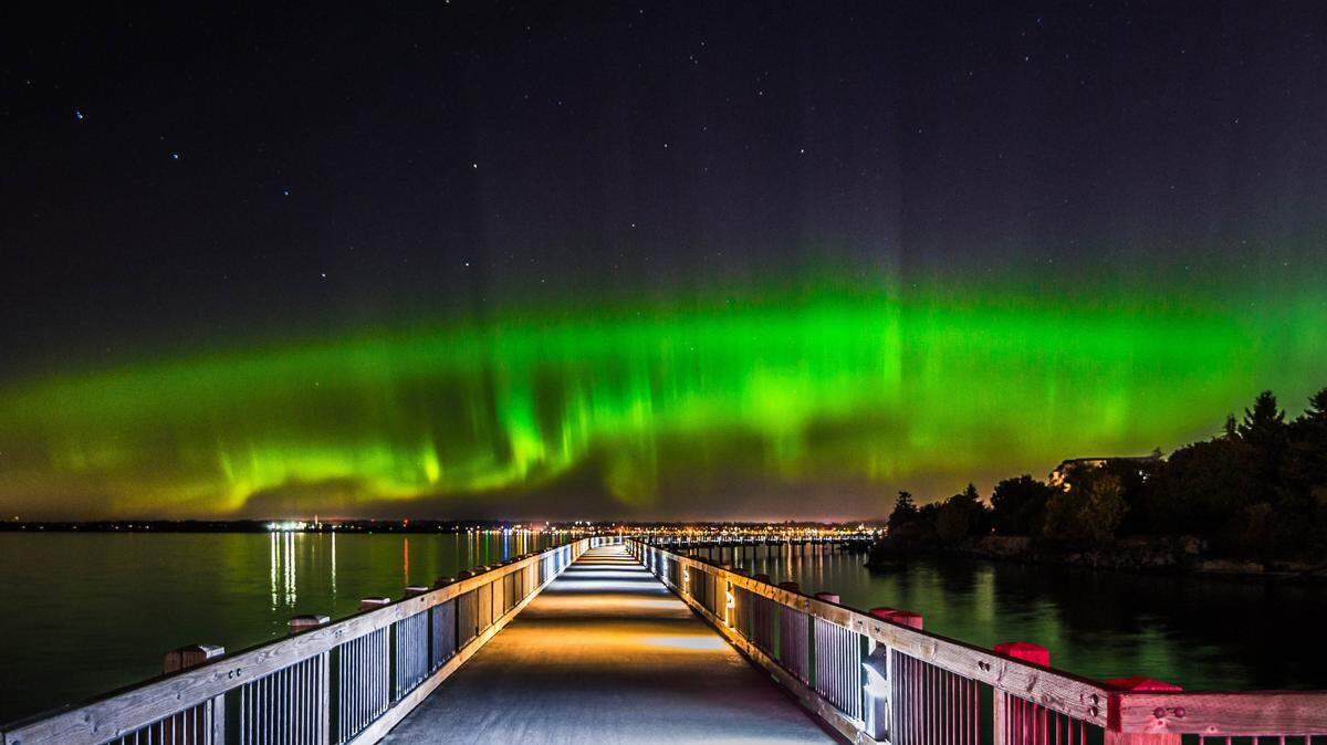 The northern lights were visible from Taylor Dock in Bellingham Bay in September 2017.