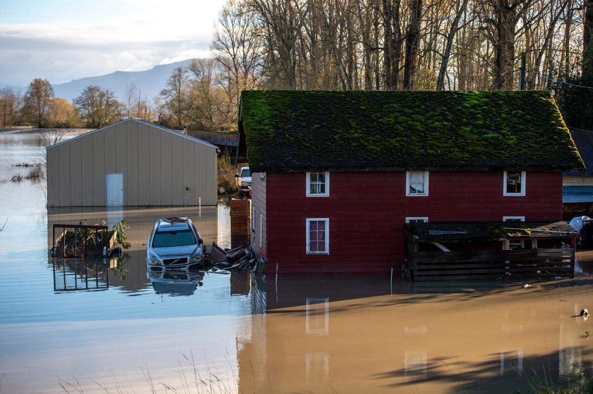 A property near the Nooksack River along Guide Meridian was flooded following rainstorms in November 2021.
