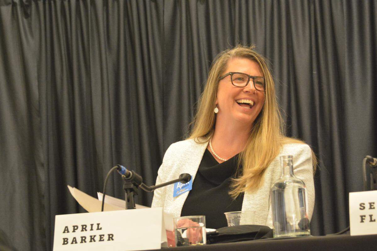 Bellingham City Council member April Barker, who’s running for Bellingham mayor, speaks during a June 19 candidate forum sponsored by the Downtown Bellingham Partnership at the Whatcom Museum.