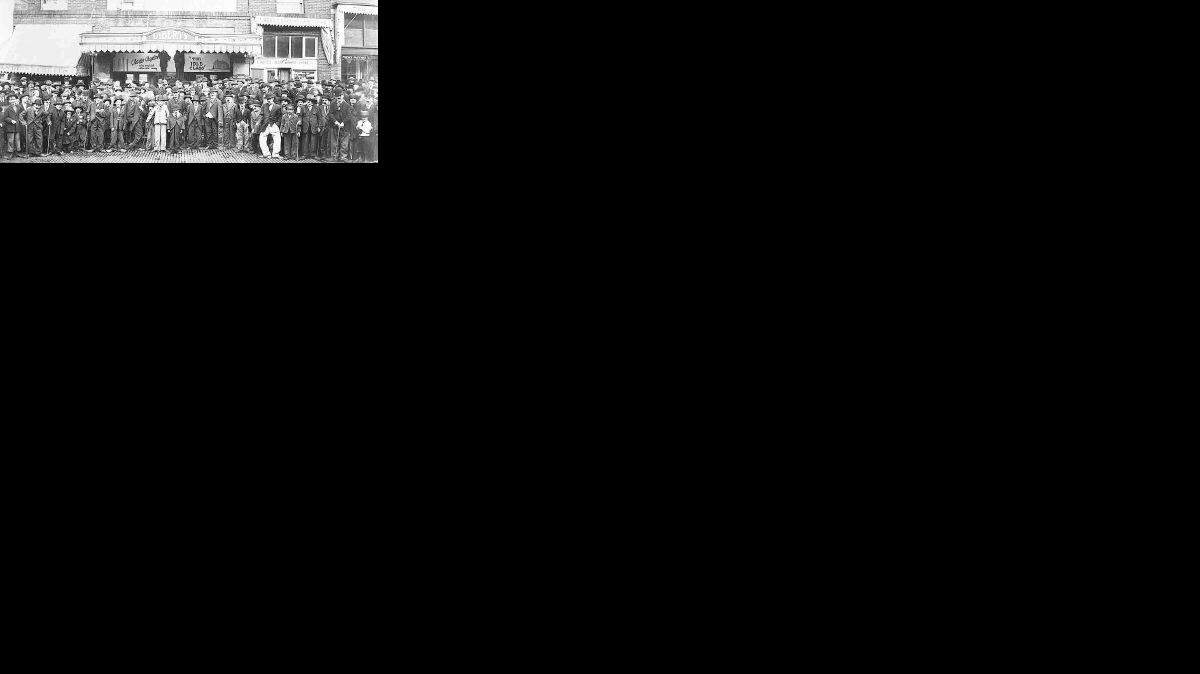 Bellingham photographer J.W. Sanison made this picture of a Charlie Chaplin look-alike competition Nov. 5, 1921, with a motorized "Cirkut" camera.