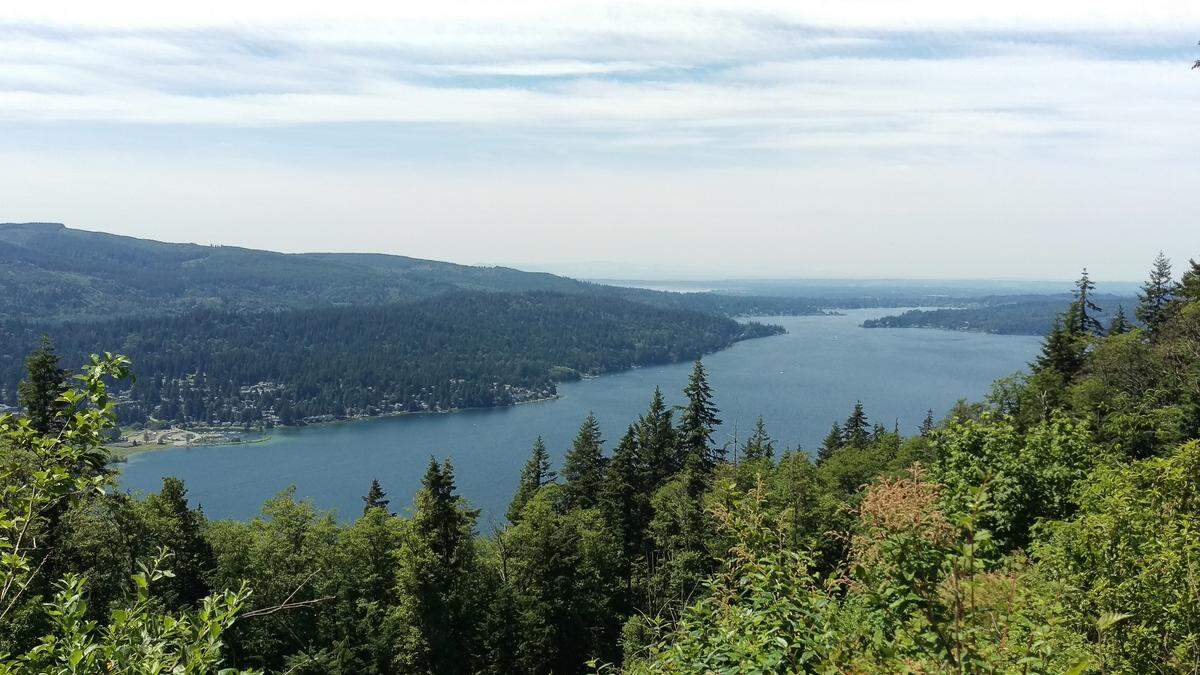 A view of Lake Whatcom from the Chanterelle Trail at Lake Whatcom Park.