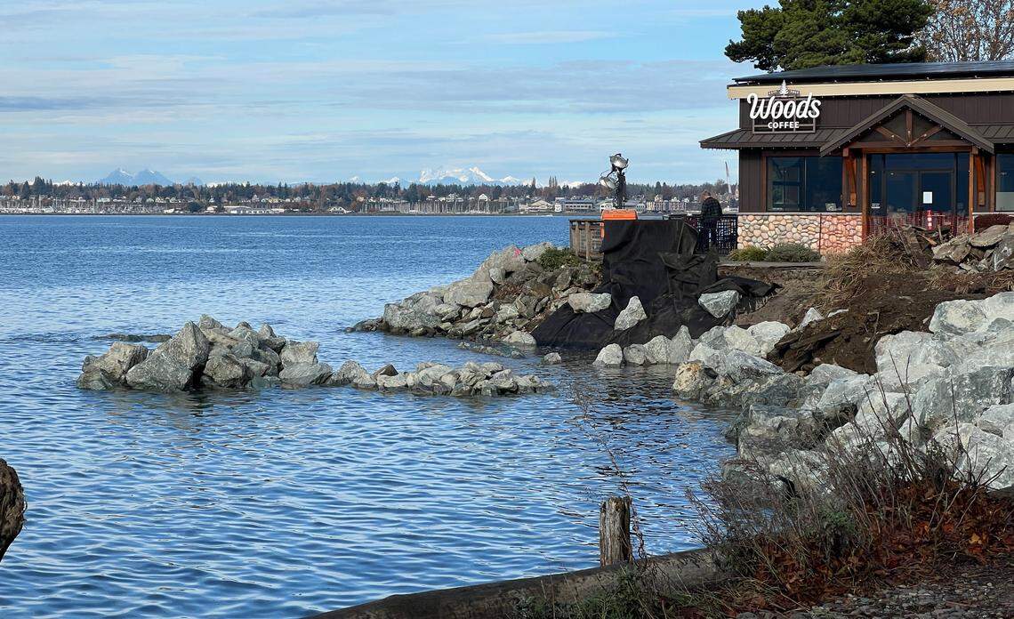 An undated city of Bellingham photo shows how the beach below Woods Coffee in Boulevard Park looked before it was rebuilt in the fall and winter of 2025-2026.