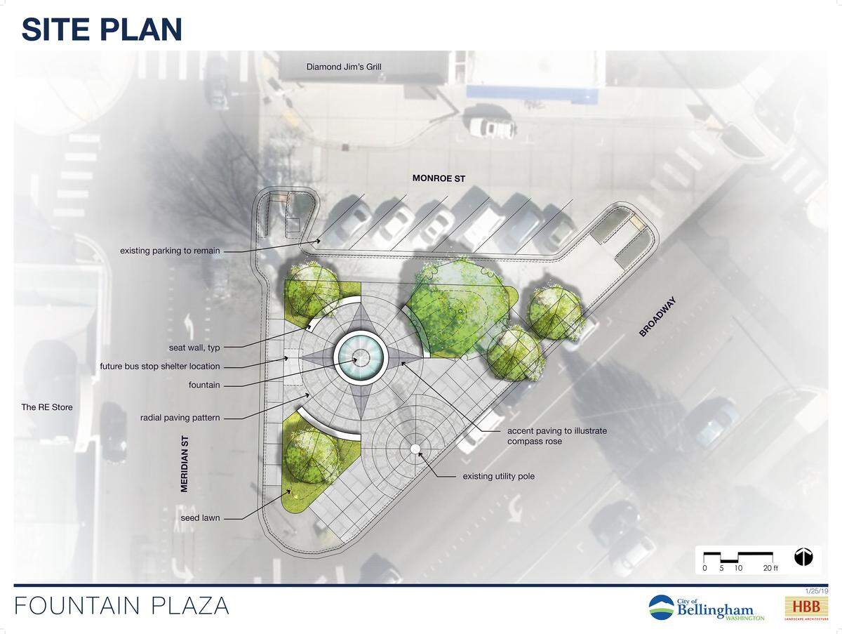 Improvements to the Fountain Plaza are part of the City of Bellingham’s Fountain District Urban Village Plan.