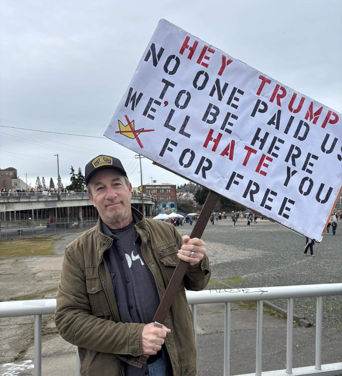 David Buckingham at Bellingham’s No Kings rally March 28, 2026.