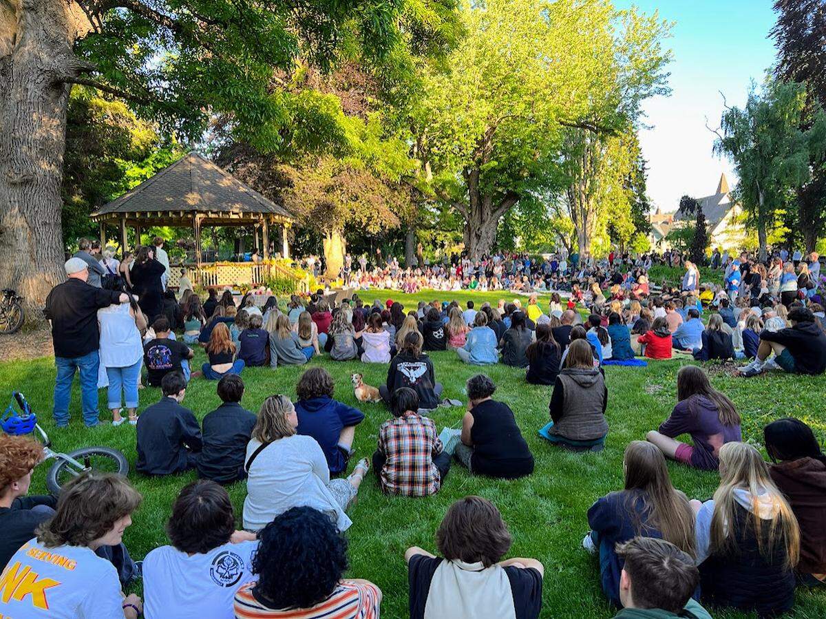 Family, neighbors and friends filled Elizabeth Park for a vigil for Lucy Guerra on June 4, 2023, in Bellingham, Wash.