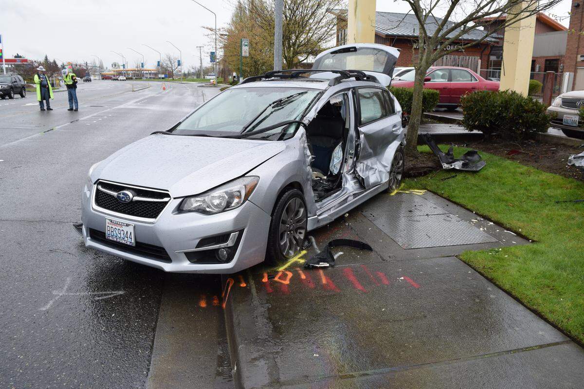 Teresa Thompson’s Subaru Impreza was totaled after it was struck by Ferndale Police Lt. William Hatchett’s city-issued Chevrolet Tahoe in mid-April 2019 in Ferndale. Thompson was severely injured in the collision. Hatchett has since been charged with vehicular assault.