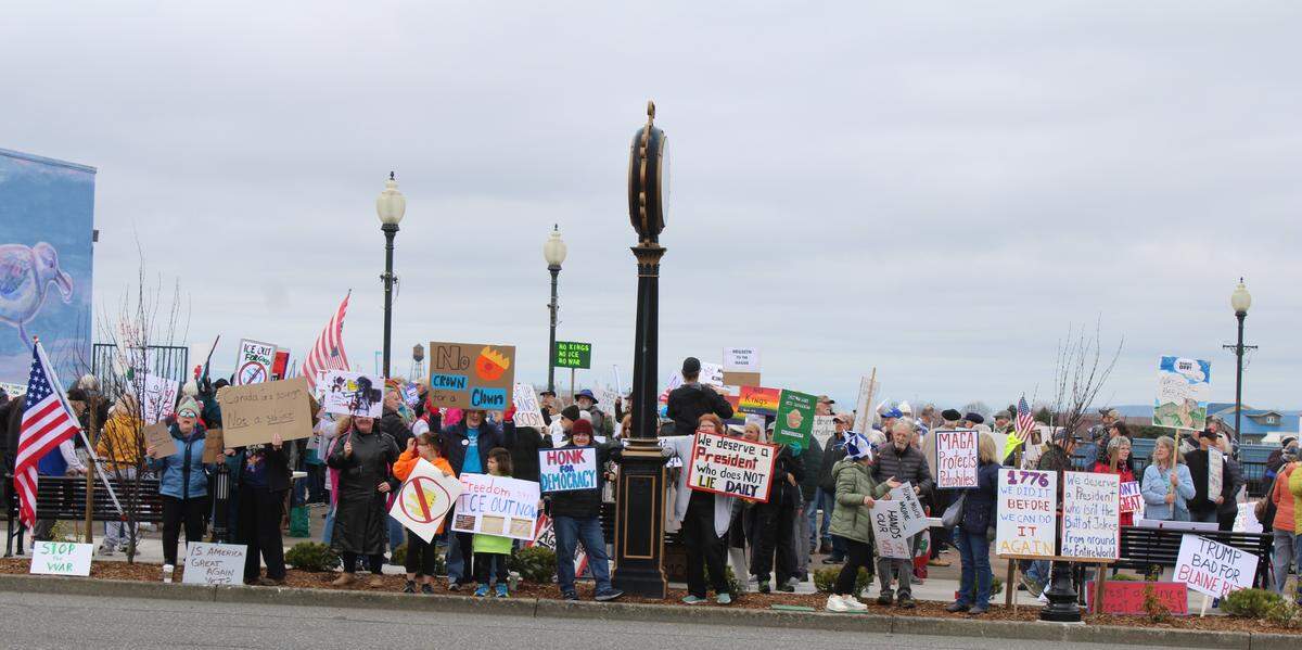 Protesters in Blaine took to the G Street Plaza to participate in ‘No Kings Day’ on March 28th. The nationwide day of action is in opposition of the Trump administration and its actions.