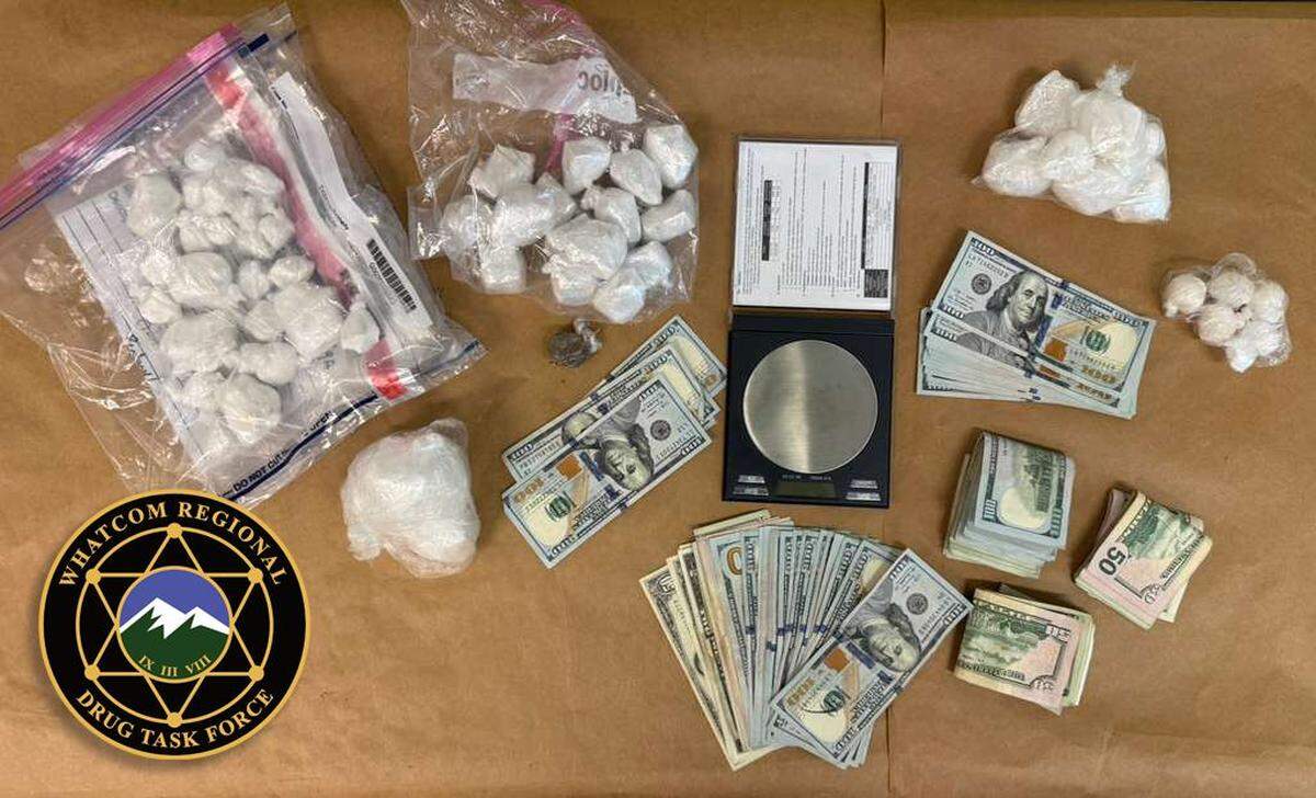 Drugs and related items seized by the Whatcom Regional Drug Task Force in an investigation that led to the arrest of two Seattle men.
