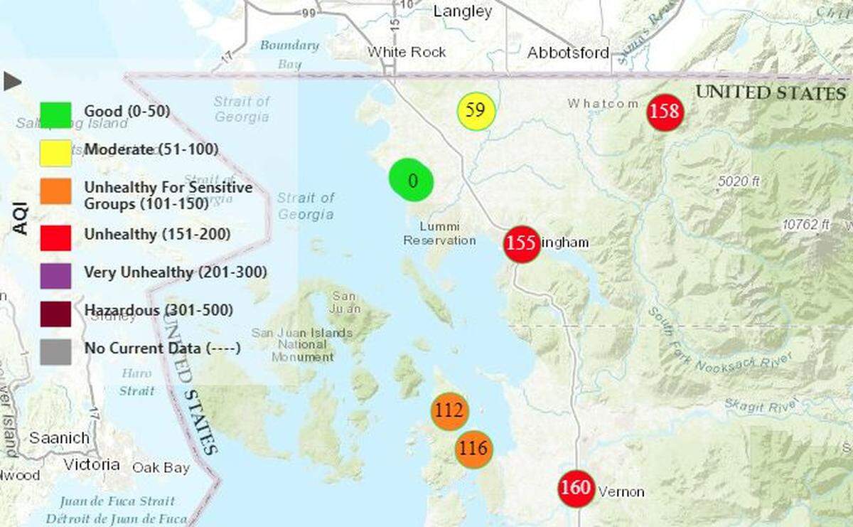Air quality map at 10 a.m. Sunday, Sept. 11.
