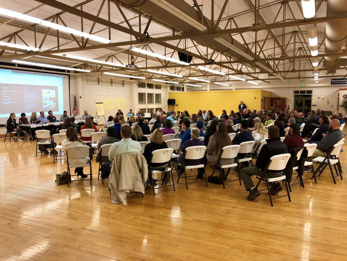 Ferndale residents attend a town hall meeting at Ferndale High held Thursday in the wake of last week’s school bond failure.