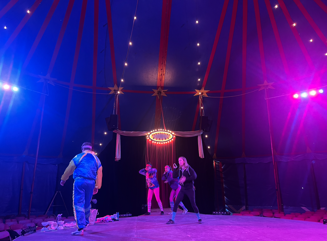 Members of the Shoestring Circus rehearse on Tuesday, June 4, 2024 for their upcoming run of Bellingham shows.