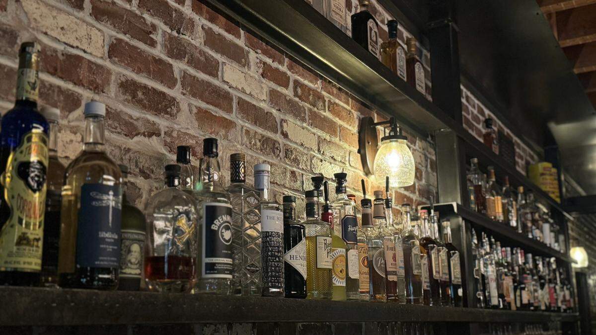 The bar at The Pastime speakeasy inside Chuckanut Bay Distillery in Bellingham, Wash. on July 21, 2025.