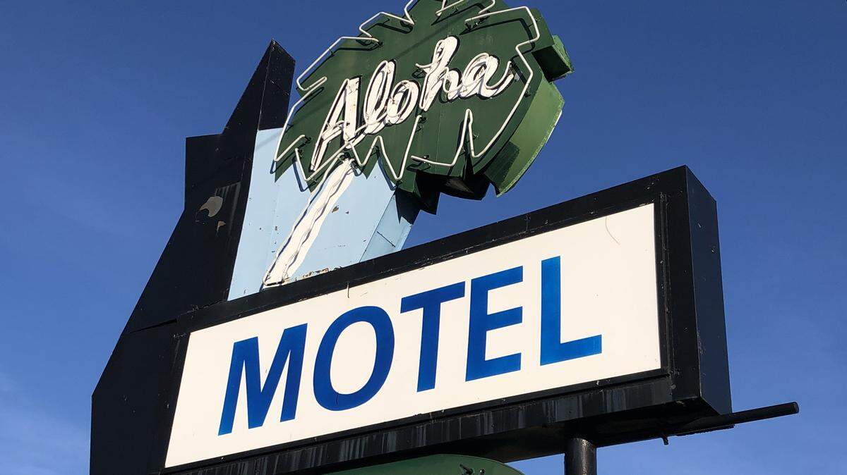 The Aloha Motel sign on Samish Way in Bellingham, Wash., Wednesday, Oct. 30, 2019. The historic sign is getting new life.