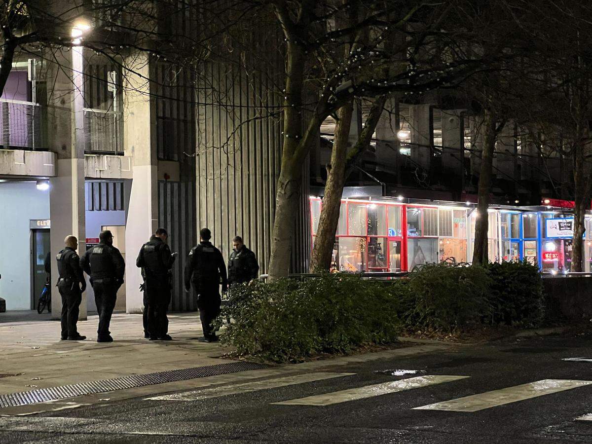 Bellingham Police investigate a call of shots fired late Friday, Jan. 6, in the 100 block of East Magnolia Street in downtown Bellingham.