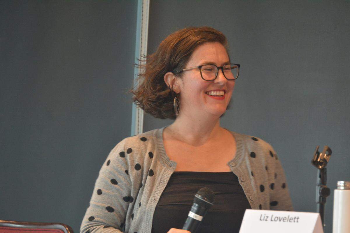 State Sen. Liz Lovelett, D-Anacortes, addresses the audience at a Bellingham City Club in September.