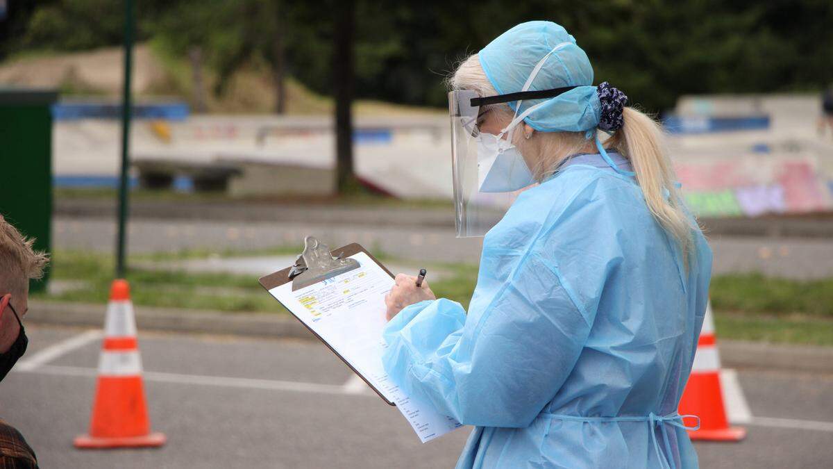 Whatcom County Health Department staff and volunteers assisted with drive-thru COVID-19 testing Saturday morning, July 11, at Civic Athletic Complex in Bellingham.