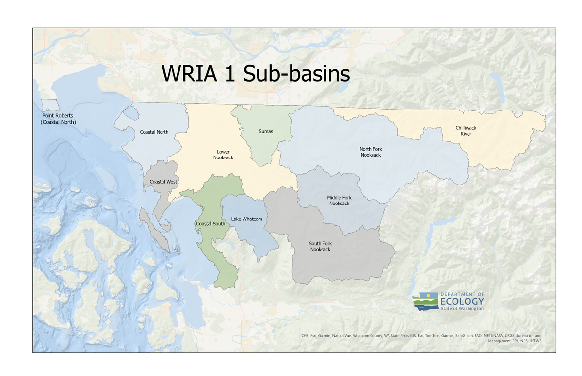 The state Department of Ecology’s Water Resource Inventory Area 1 has several sub-basins.