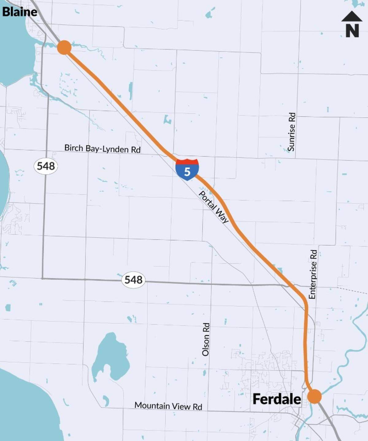 A graphic map shows the southbound I-5 Nooksack Paving project.
