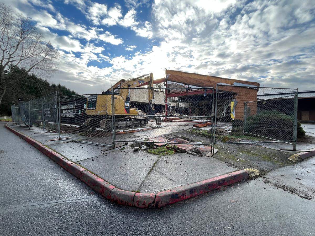 Demolition progress had been made at the Nooksack River Casino on Sunday, January 12, 2025, in Deming, Wash.